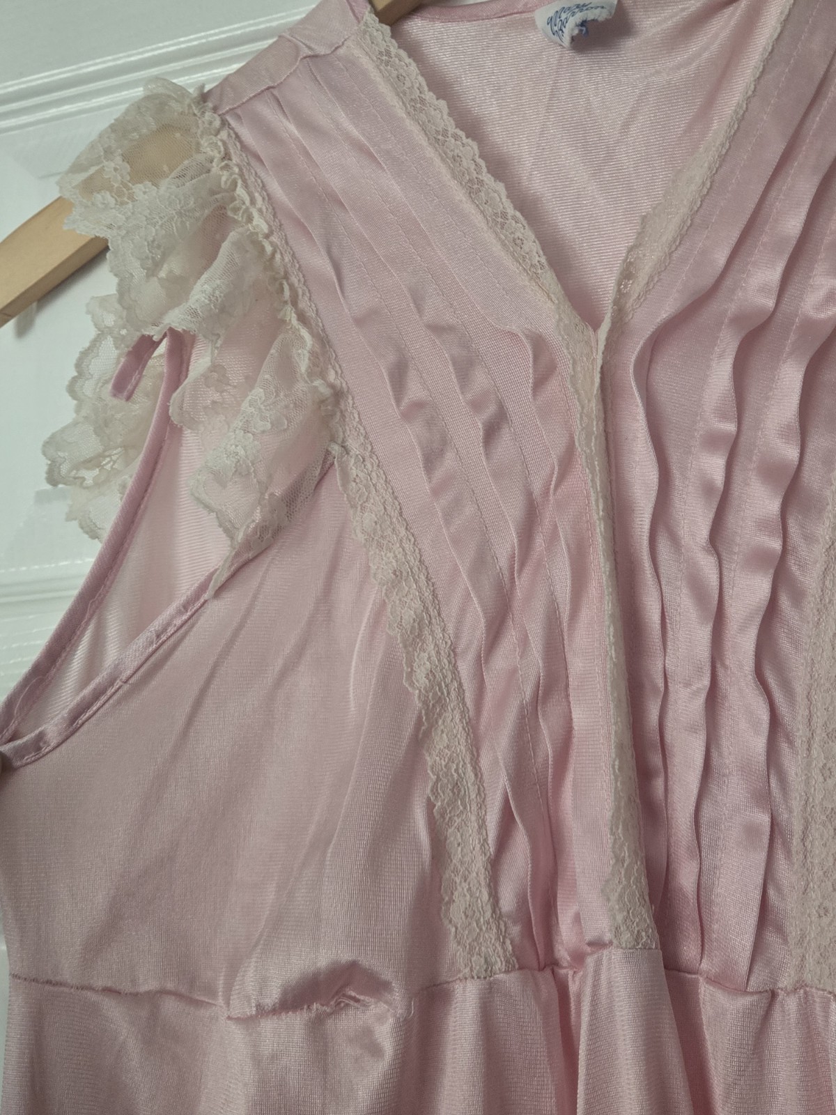 Vintage 1950s/1960s Mary Barron Maxi Nightgown Soft Pastel Pink Nylon Fabric