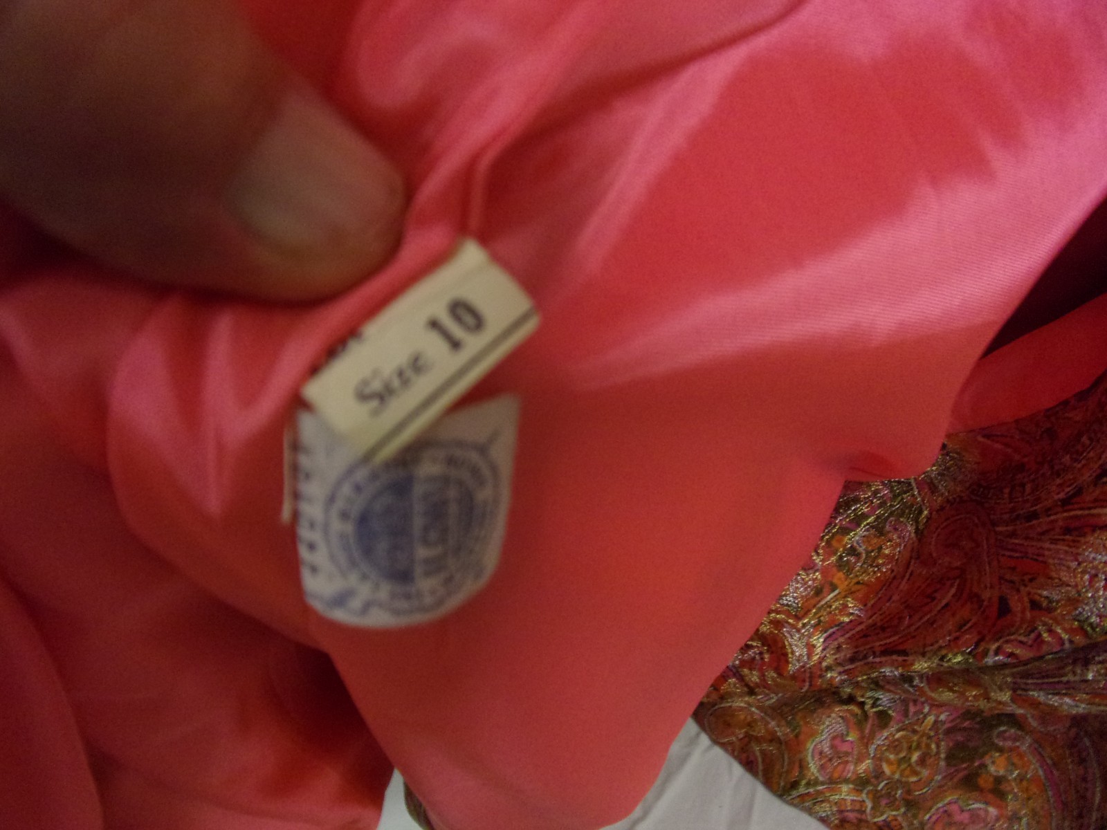 Vintage Ladies Pink & Gold Metallic Brocade Evening Coat 1960s 10 FABULOUS
