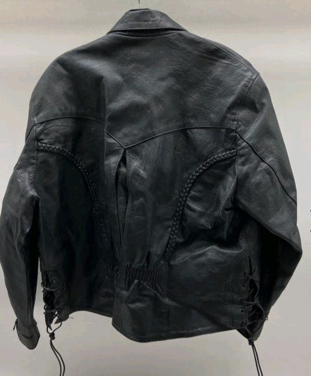 Vintage 90&rsquo;s Women&rsquo;s Black Leather Motorcycle Jacket SZ 2XL