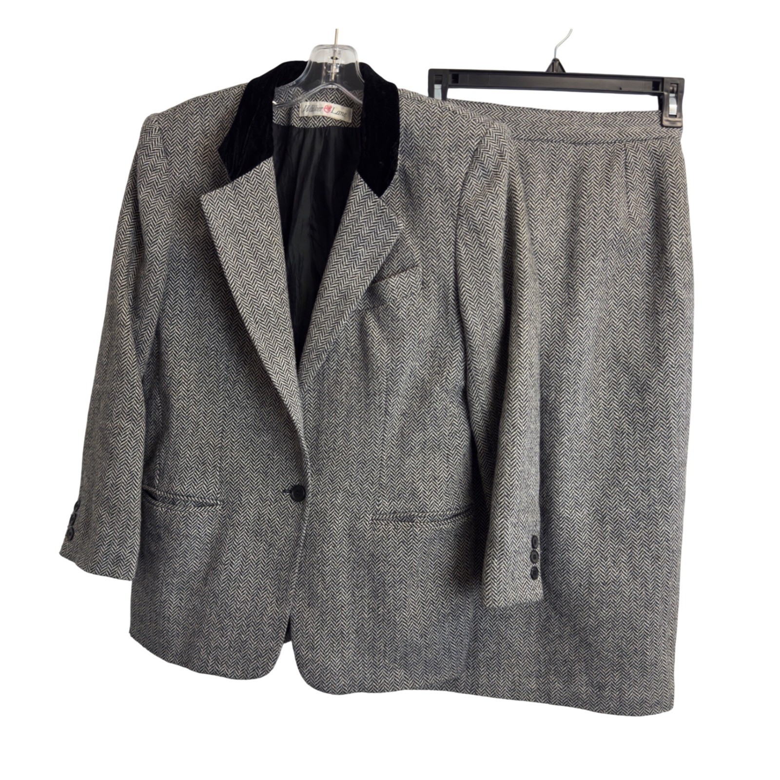 Walker & Lane Vintage Herringbone Skirt Suit Set Wool Blend Women&rsquo;s size XS/S