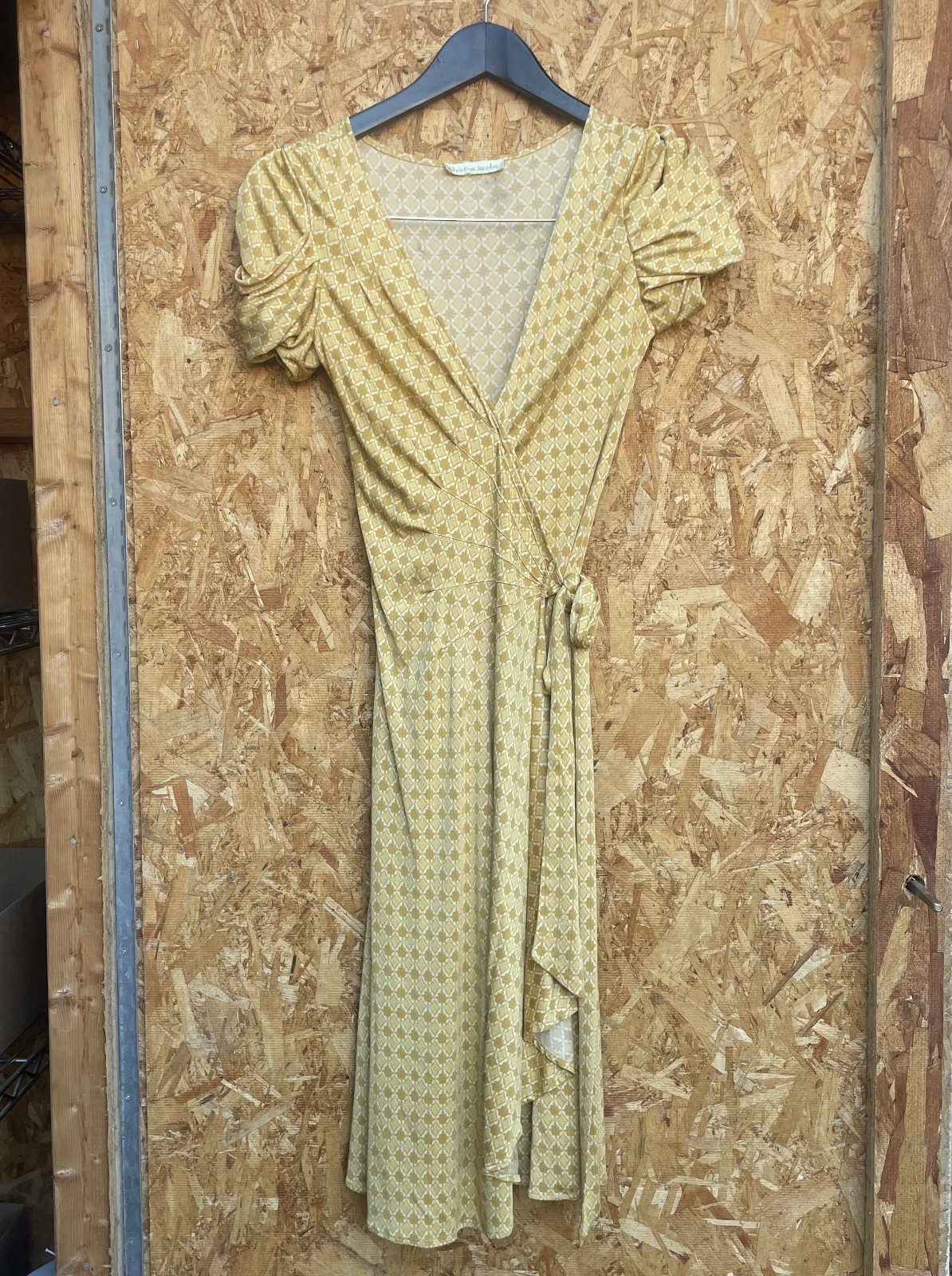 Vintage Wrap Dress Geometric Diamond Print 1970&rsquo;s Size XS Secretary Office Siren