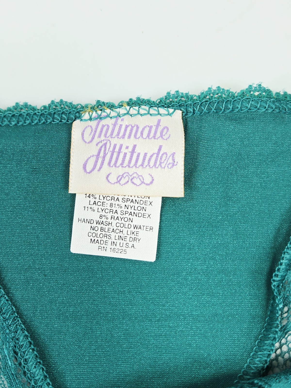 Vintage Intimate Attitudes Lace High Cut Bikini Thong Panty Sz 1-2X Green Sexy