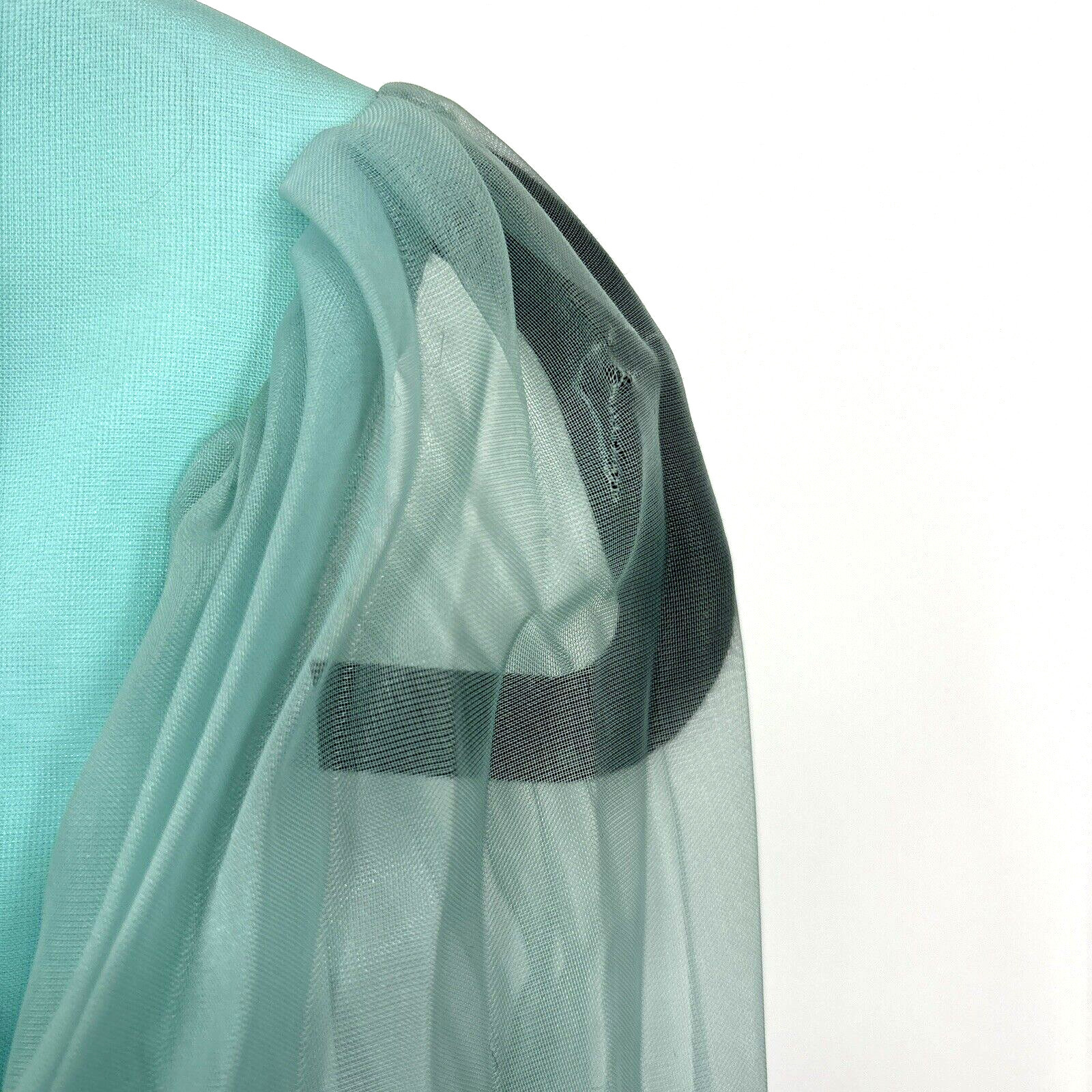 Vintage 1950&rsquo;s Montgomery Ward Aqua Chiffon Dress Gown 26&Prime; Waist Tags *READ*