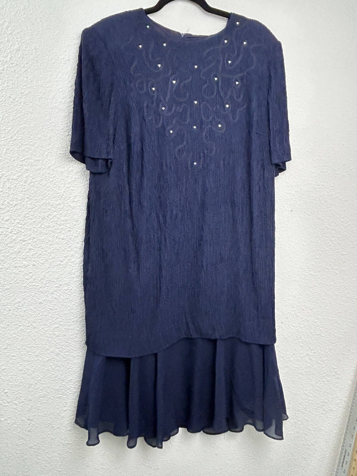 Vintage Leslie Faye Woman’s Dress Blue 18W Cottage Core Mother Of The Bride