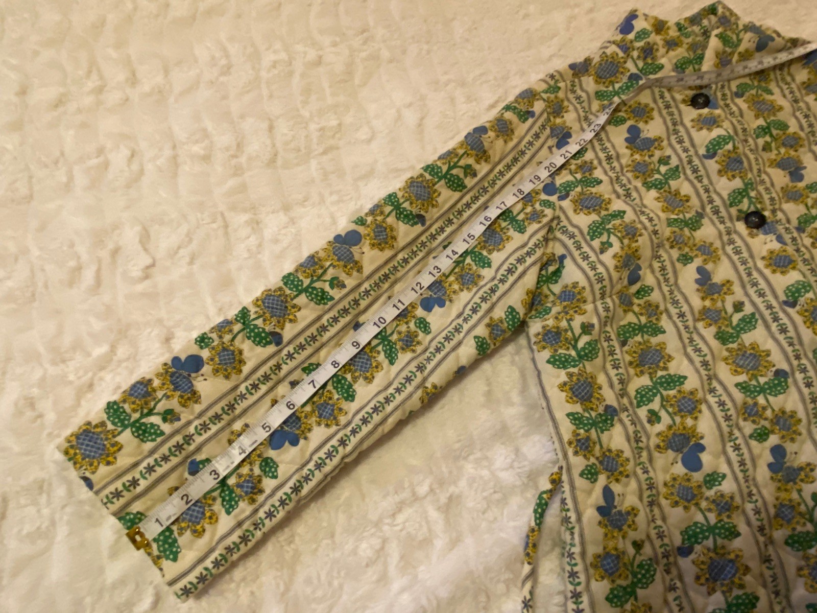 VTG Sunflowers Handmade Drab Peasantcore Belted Robe House Coat SZ XL