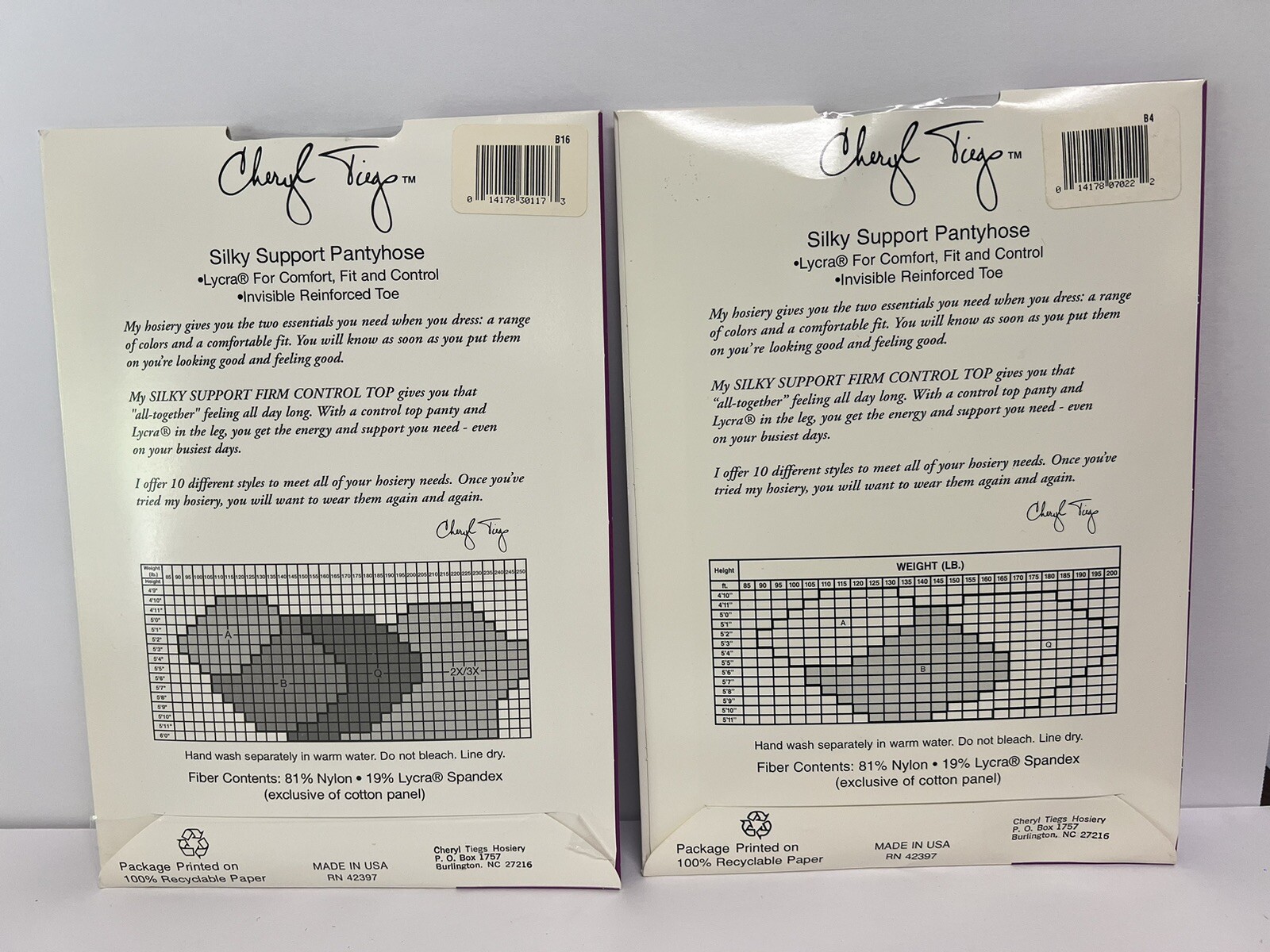 Vintage 90&rsquo;s Cheryl Tiegs Pantyhose Nylons Lot of 2 Suntan & Navy Size B
