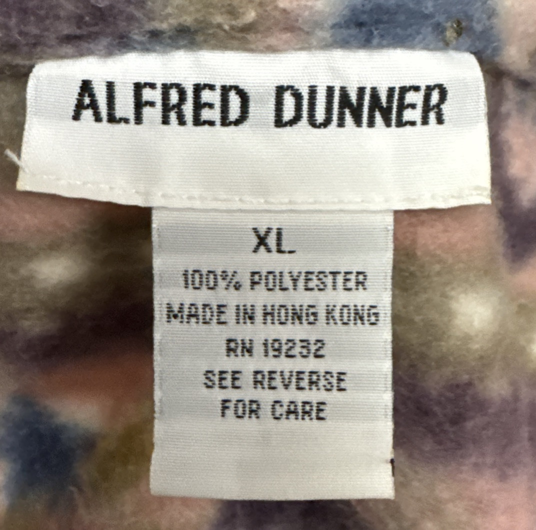 Vtg – Alfred Dunner – Fleece Jacket – Pastel Geometric/Flower – XL Shacket
