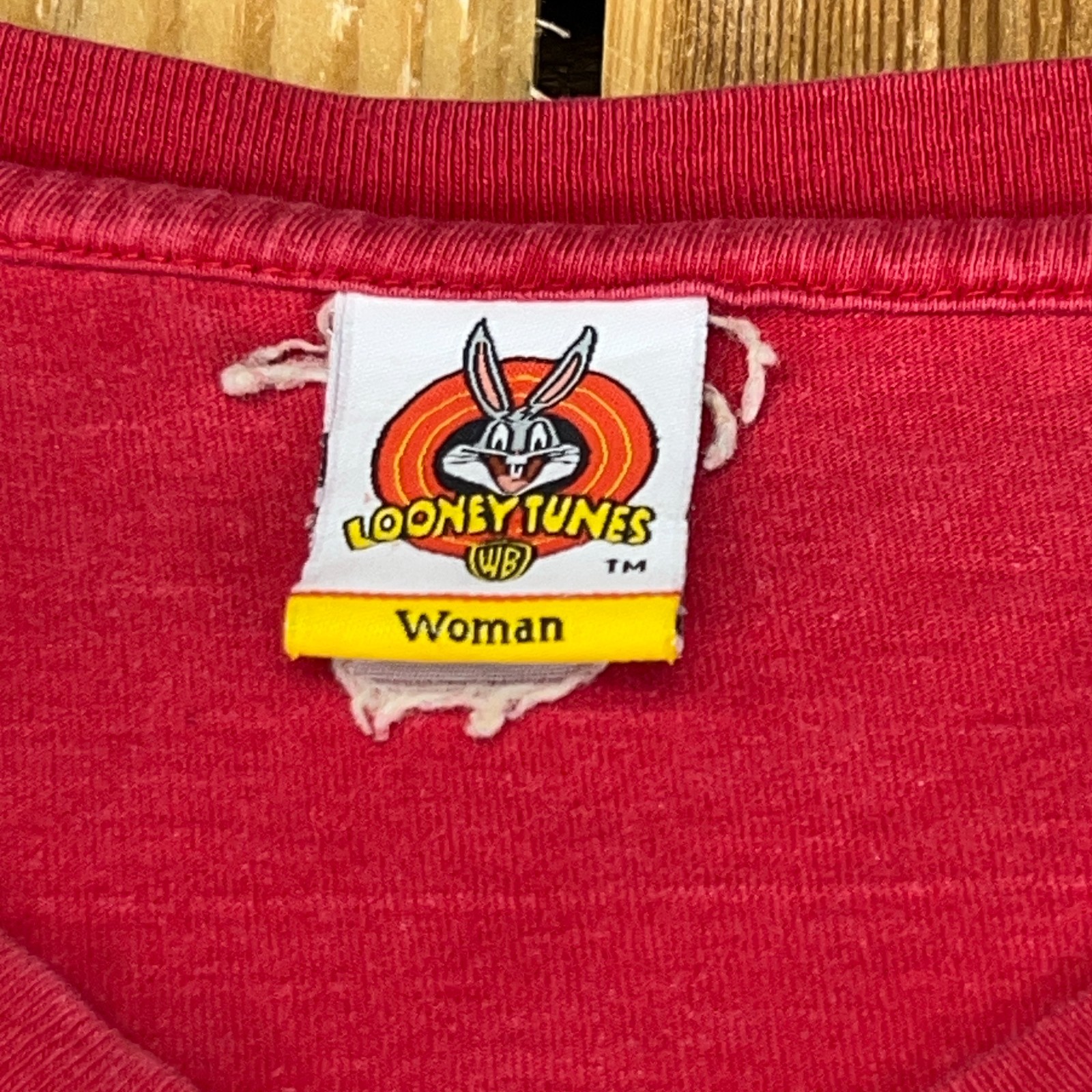 Y2K 2001 Taz Looney Tunes « I&rsquo;m Outta Here! » Red V-Neck T-Shirt Women’s XXL Plus