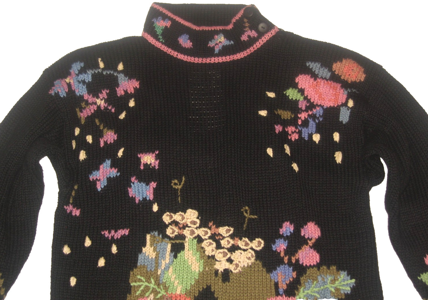 NOS Vintage 90s Oversized Granny Core Ramie Knit Blend Cottagecore Sweater S/M