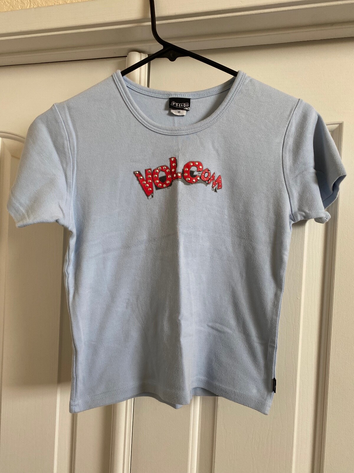 Vintage Womens Volcom Blue Baby Doll Tshirt Medium Made in USA 2001 Y2K