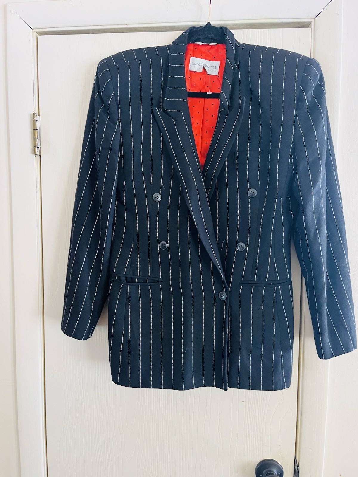 VTG 90s Avant Garde Old Money Structured Pinstripe Double Breasted Blazer M