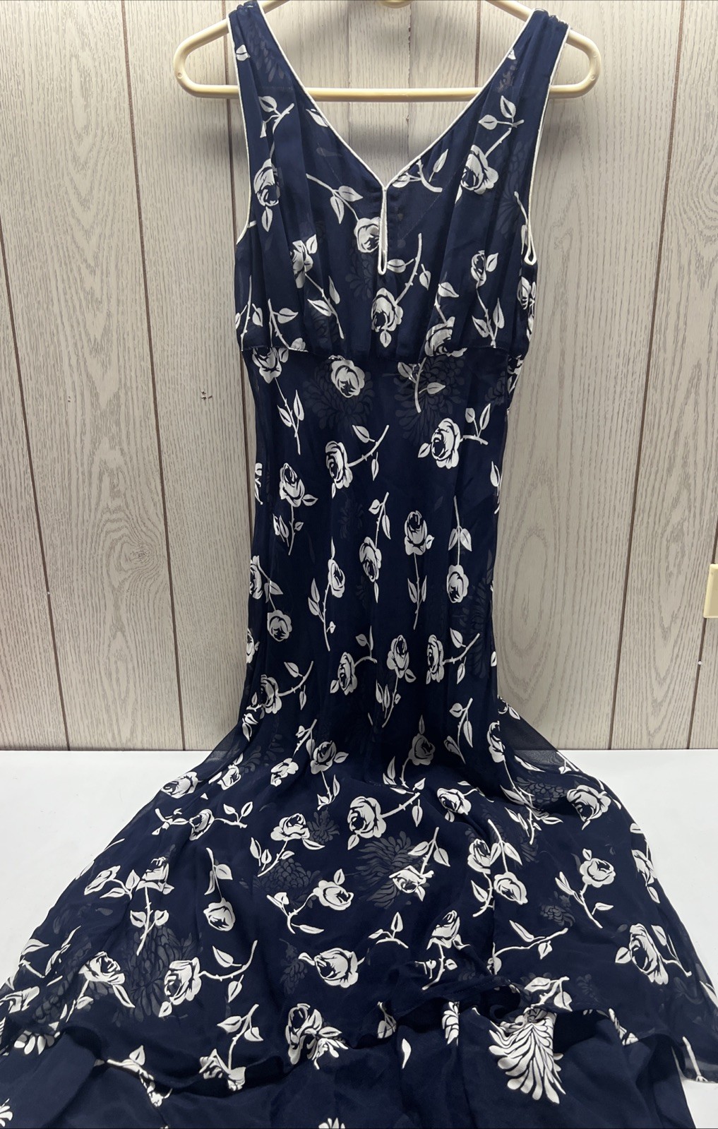 VTG 90s Nostalgia Blue Floral Sleeveless Grunge Prairie Maxi Dress Floral