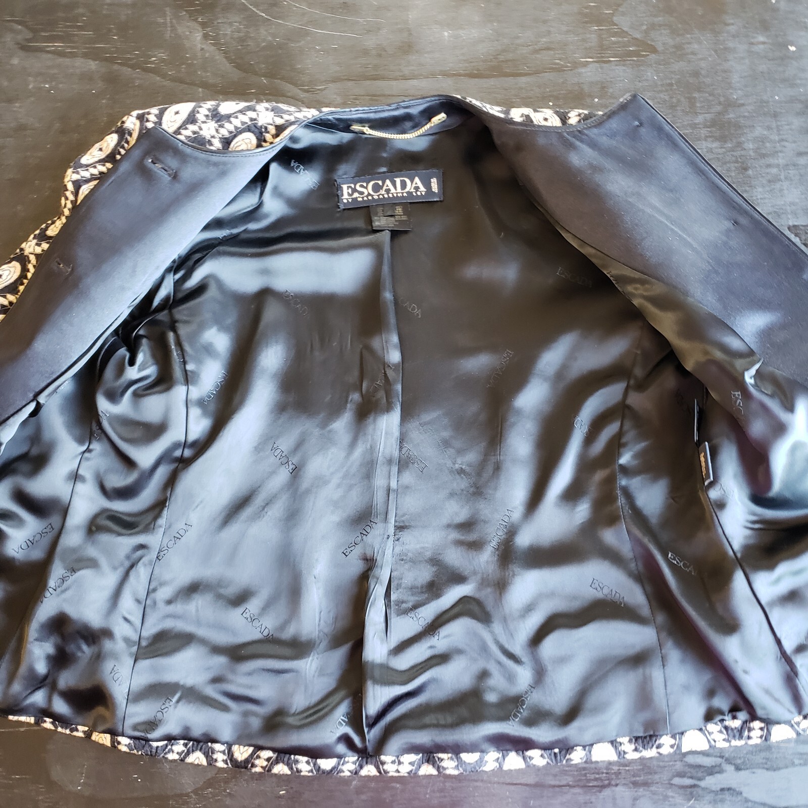 Vintage Escada Jacket 10/12 Wool Silk Blend Ethnic Print Artsy World Traveler