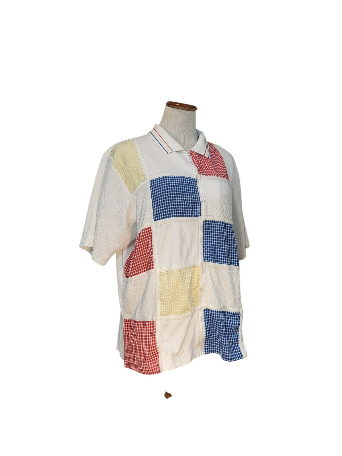 Koret Francisca Vintage 1990s Multicolor Zip Up Colorblock Shirt Size XL
