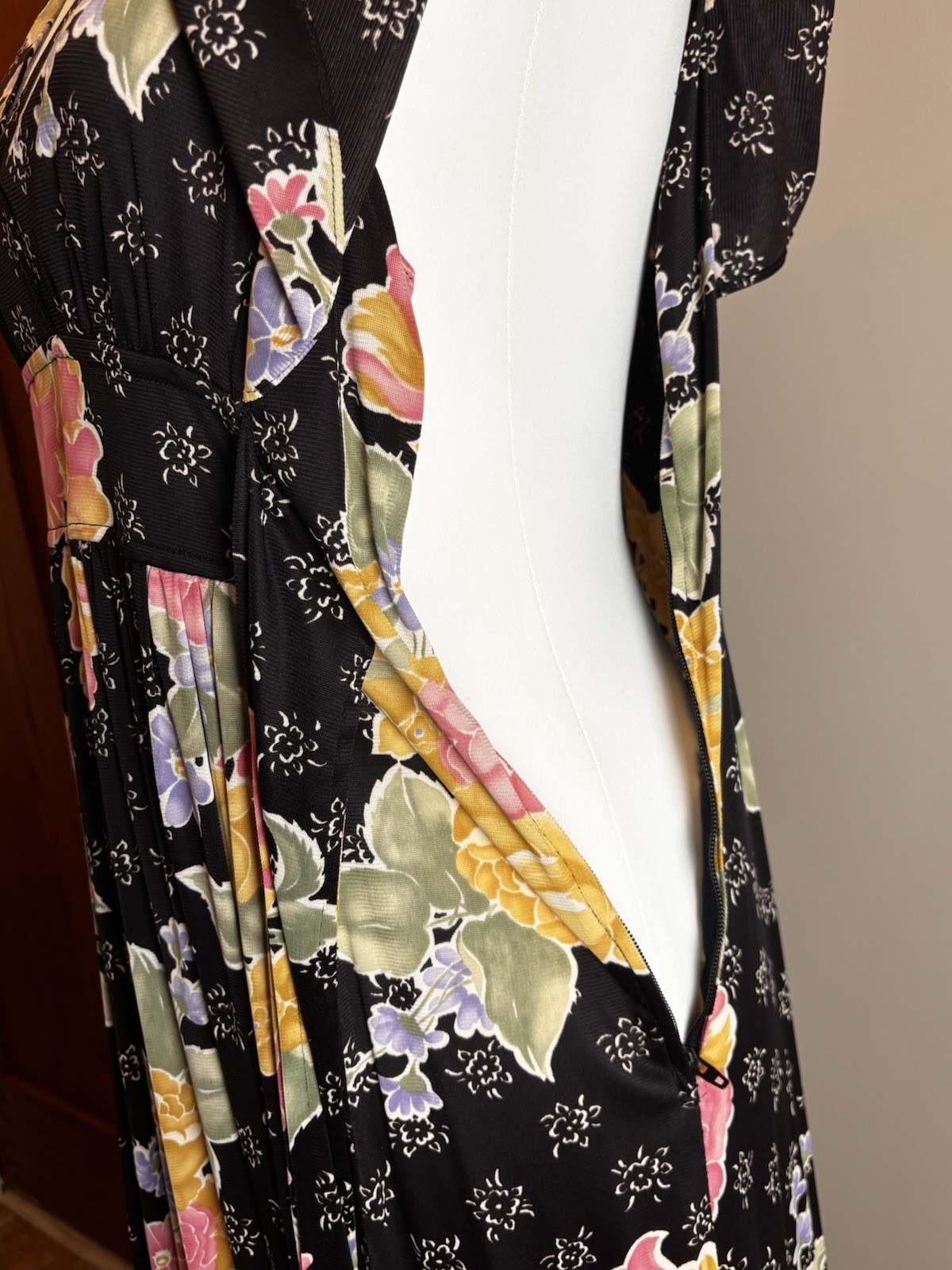 VTG Union Made 70s Boho Floral Flutter Sleeve Cottagecore Maxi Dress Size 13
