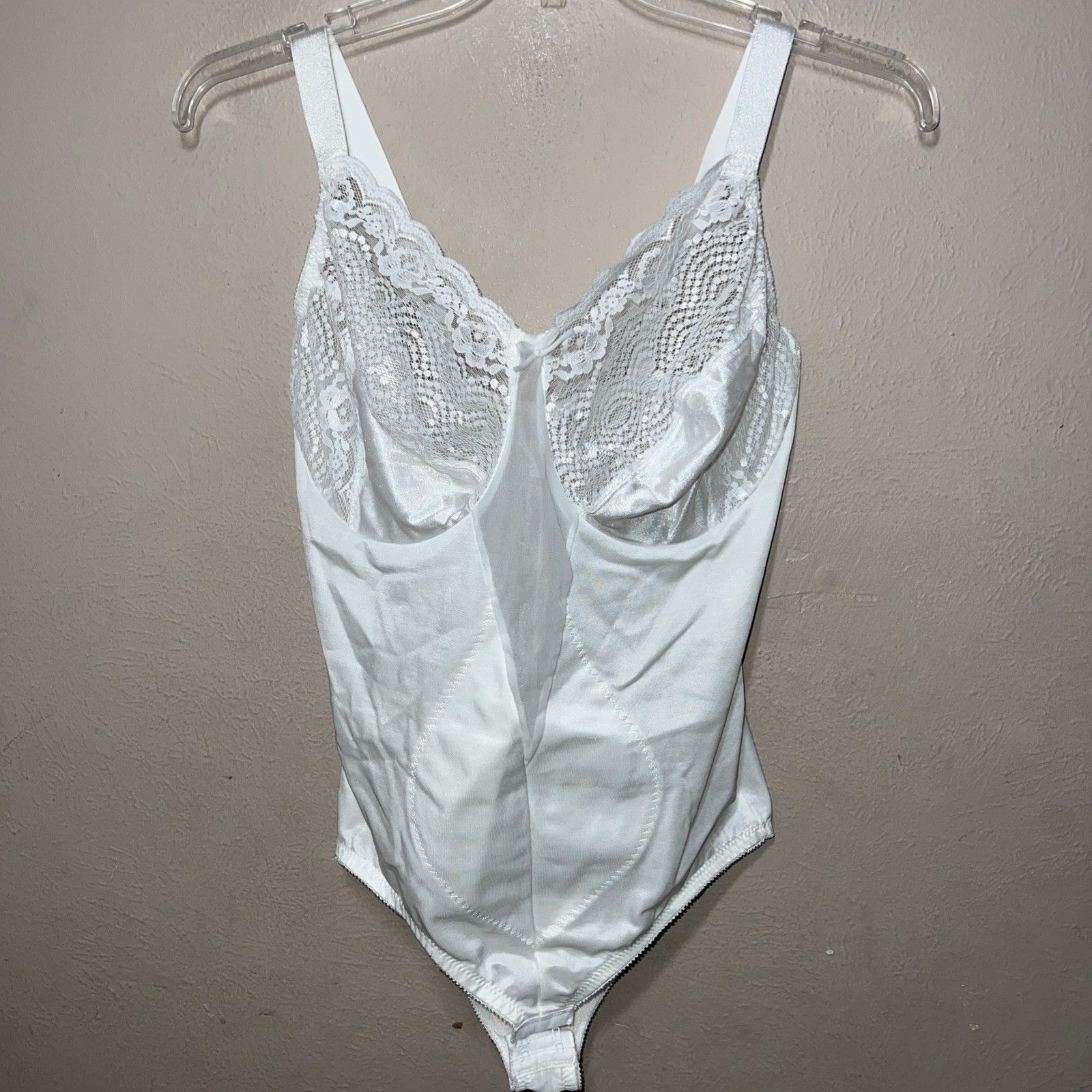 Vtg Glamorise Special Request Body Briefer 46DD 46E White Shaper Bodysuit USA