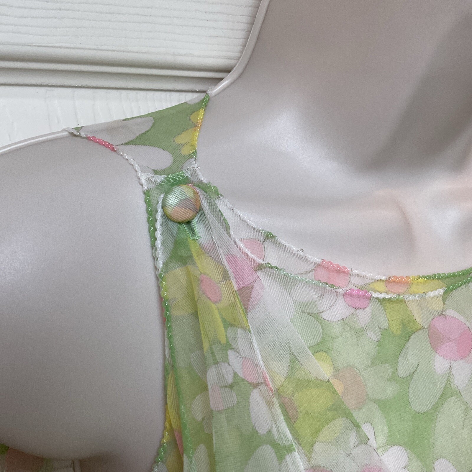 Vintage Van Roalte Hostess Dress Coverup Sheer Daisy Groovy Mod Size Small Rare