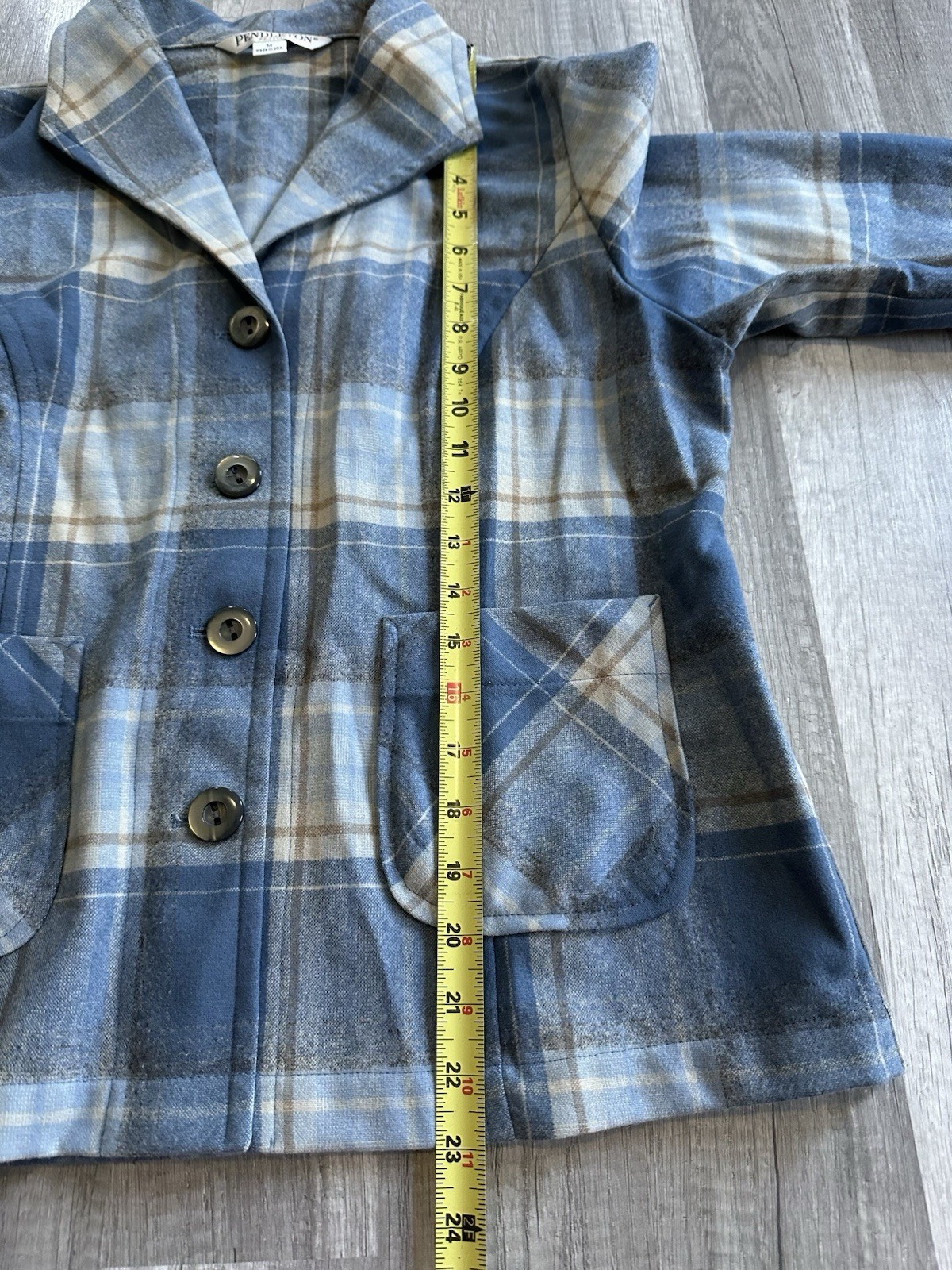 Vintage Pendleton Petite Blue Plaid Wool 49er Jacket Made In USA Medium Button