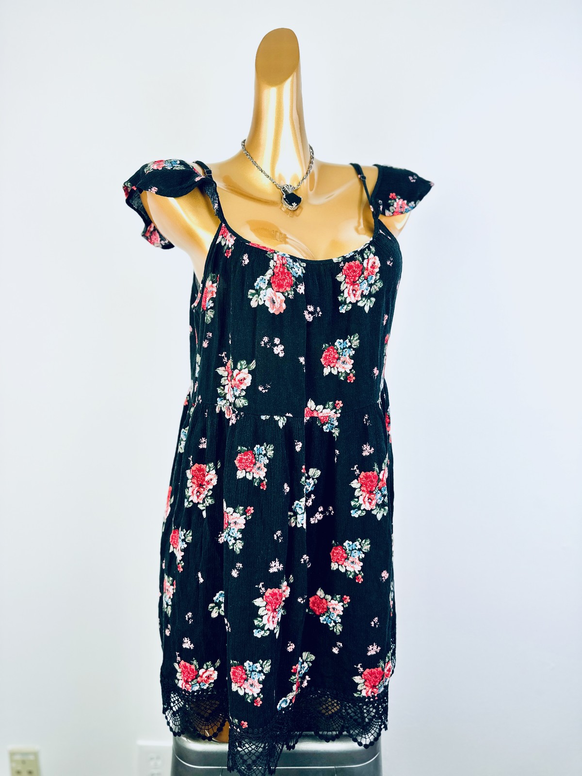 Vintage VTG 90s grunge dress floral print prairie mini sundress