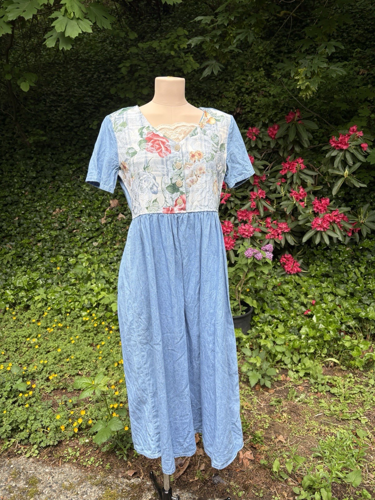Vintage Ms. Conduct California Blue Multicolor Floral Women&rsquo;s Dress Size 10