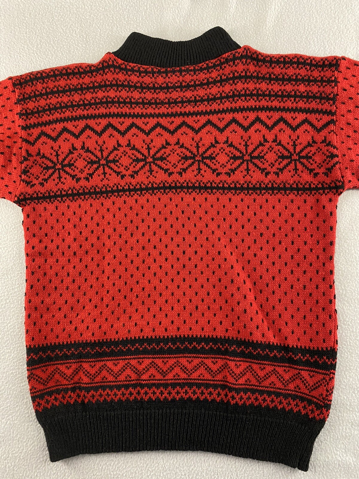 Vintage American Pride Sweater Pullover Nordic Pattern Red Black Acrylic Size S