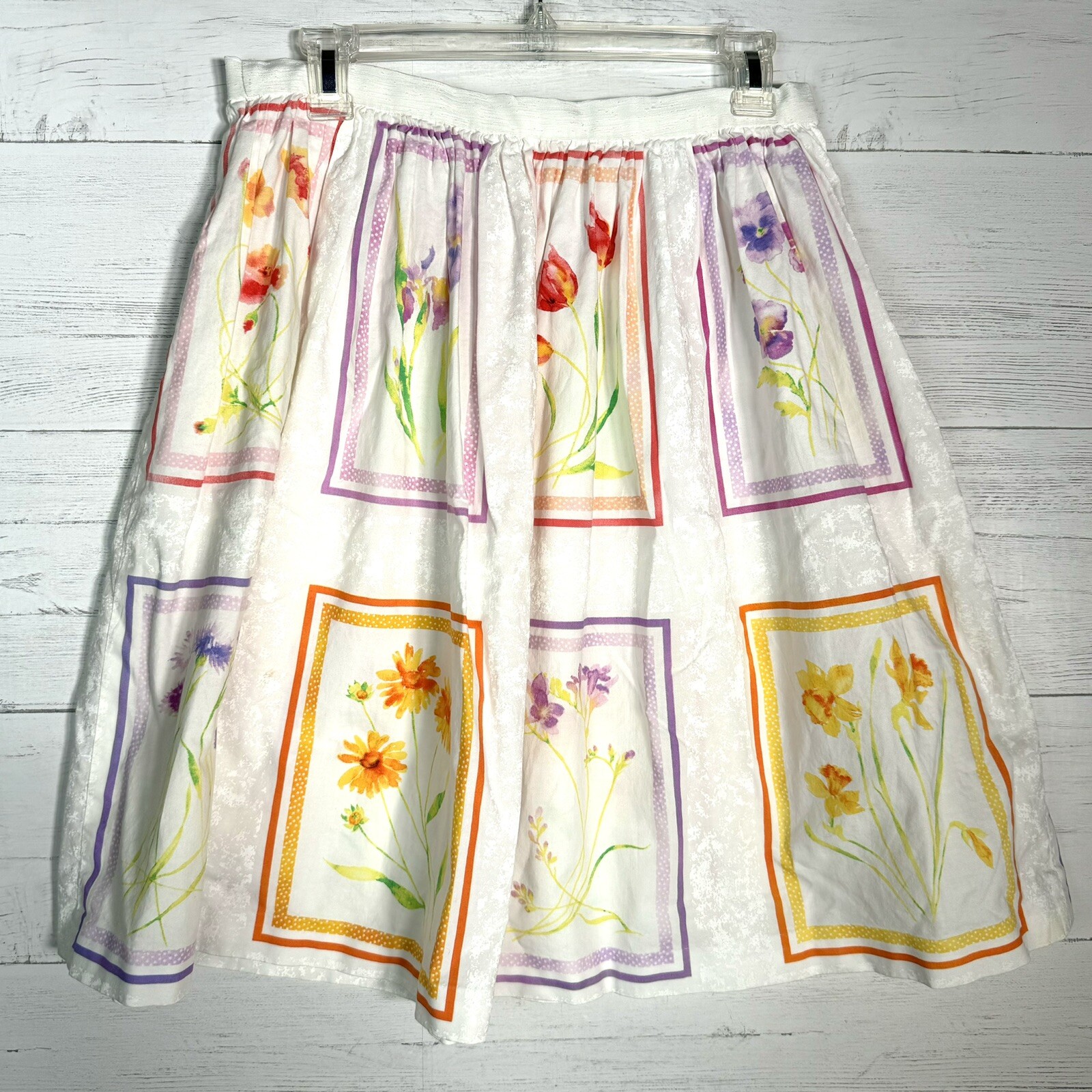 Vintage Handmade Cotton Skirt Michael Miller Flower Fabric Iris Daffodil Tulip
