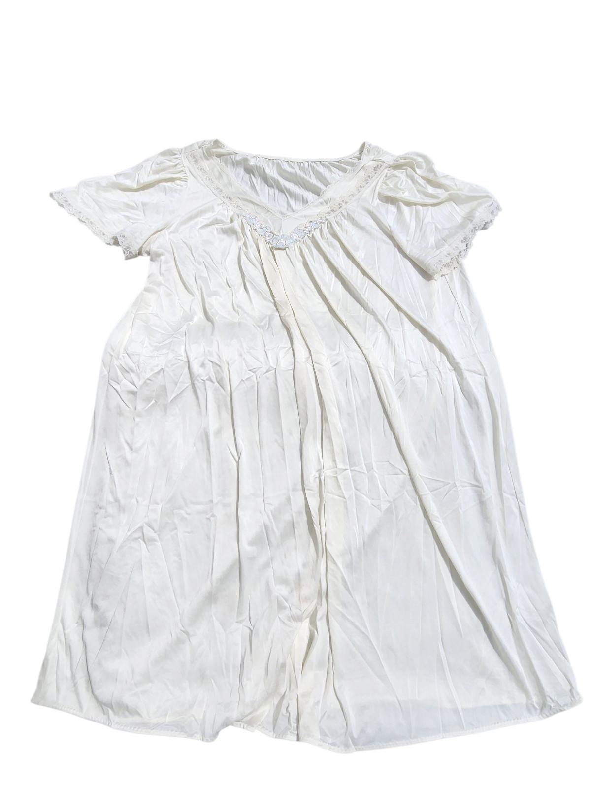 Vintage Nightgown Nylon Knee Length Women&rsquo;s XXL 48-50 White/Off White
