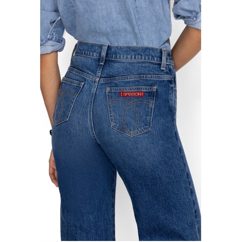 NWT Johnny Was Jaxon Lumiere Wide Leg Jeans Vintage Blue Pocket Size 33 $198