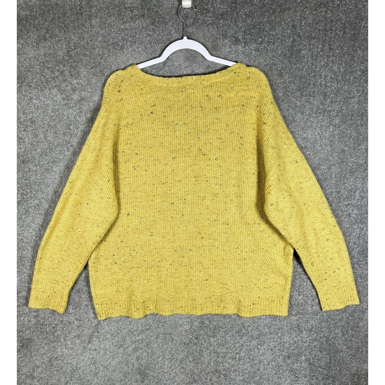 Old Navy Slouch V-Neck Pullover Sweater Womens Size XL Squash Yellow Confetti