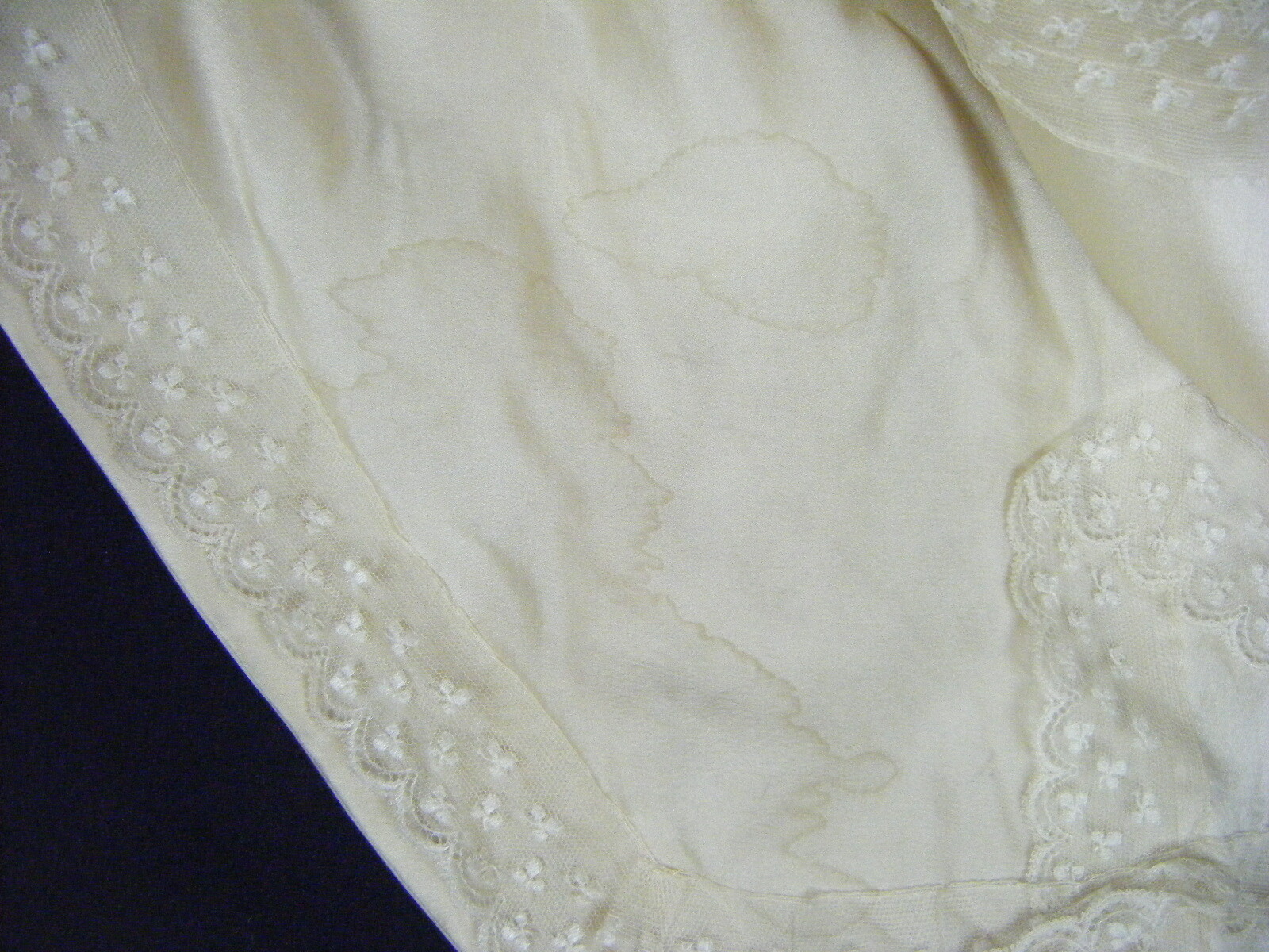 Antique 1920s Ivory Lace Silk Flapper Wedding Dress & Beaded Veil-Bust 36/2XS