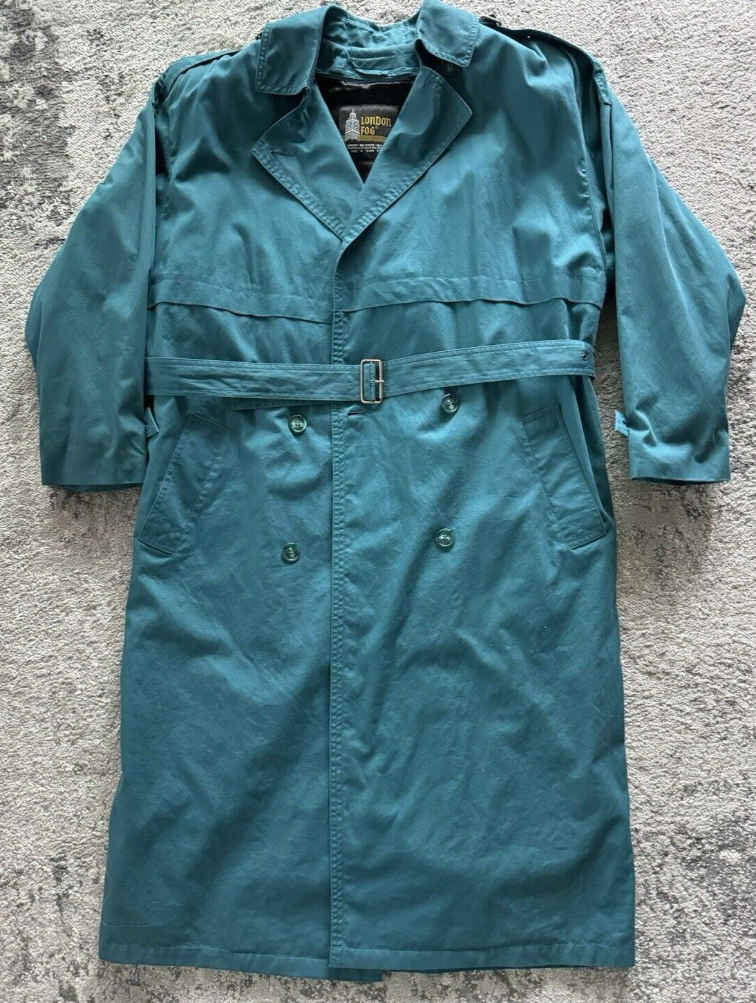 VTG London Fog All-Weather Trench Coat Women&rsquo;s Sz 14 Classic Teal w/Wool Lining