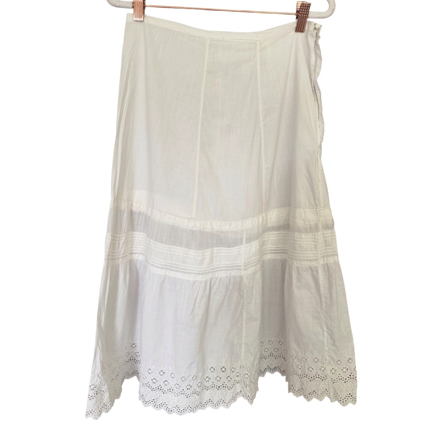 Antique edwardian hand embroidered Petticoat skirt waist 28-29&Prime;