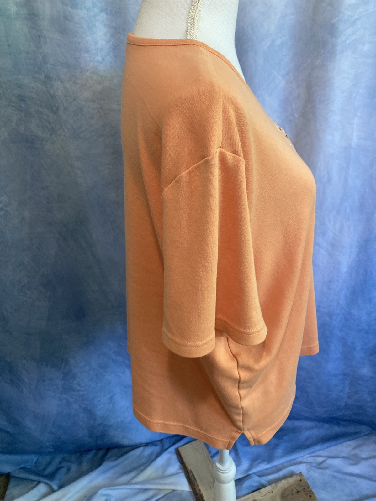 VTG 90s Y2K Breckenridge Grannycore Butterfly Embroidered Top XL Peach Orange