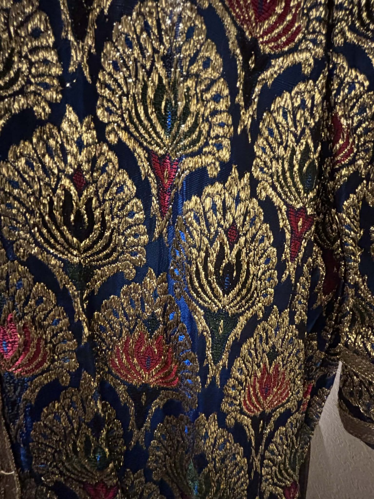 Gorgeous Vintage Moroccan Silk Caftan Heavy Gold Embroidery 1960&rsquo;s