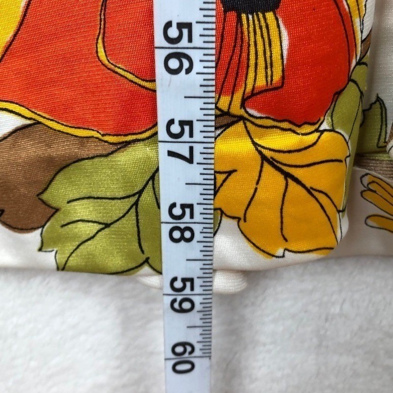 VTG 70s Floral Poppy Open Back Round Neck Halter Maxi Dress Sz S/M White