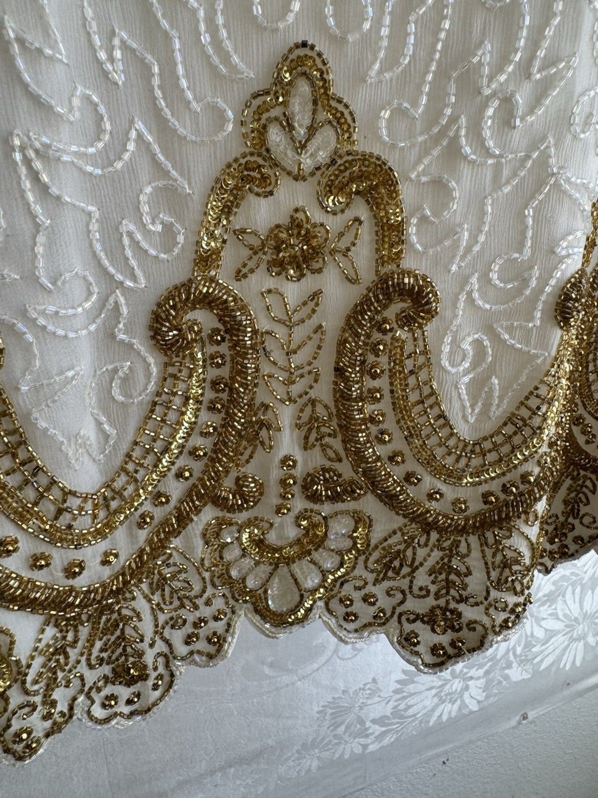 Laurence Kazar Wedding Ivory Gold Sequin Beaded Lace Blazer Jacket 2XL