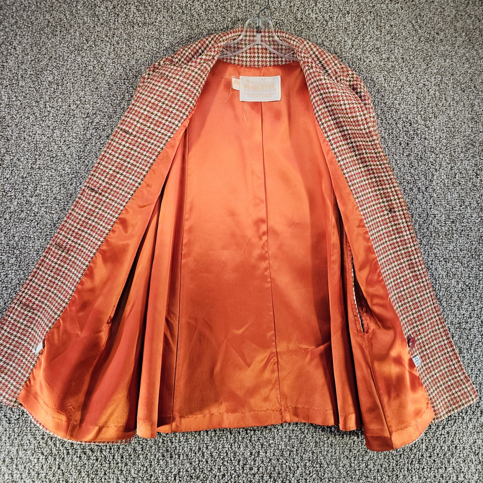 Vintage Pendleton Houndstooth Cape Jacket Womens Sz 14 Plaid Button Up