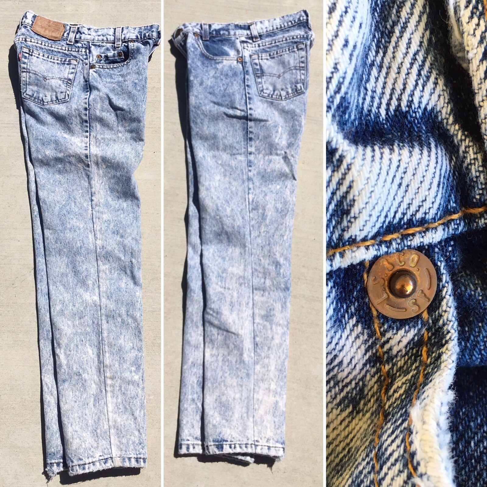 Vintage Levis Acid Wash Jeans 505 High Waist Tapered Leg 25 in Waist 80s 90s