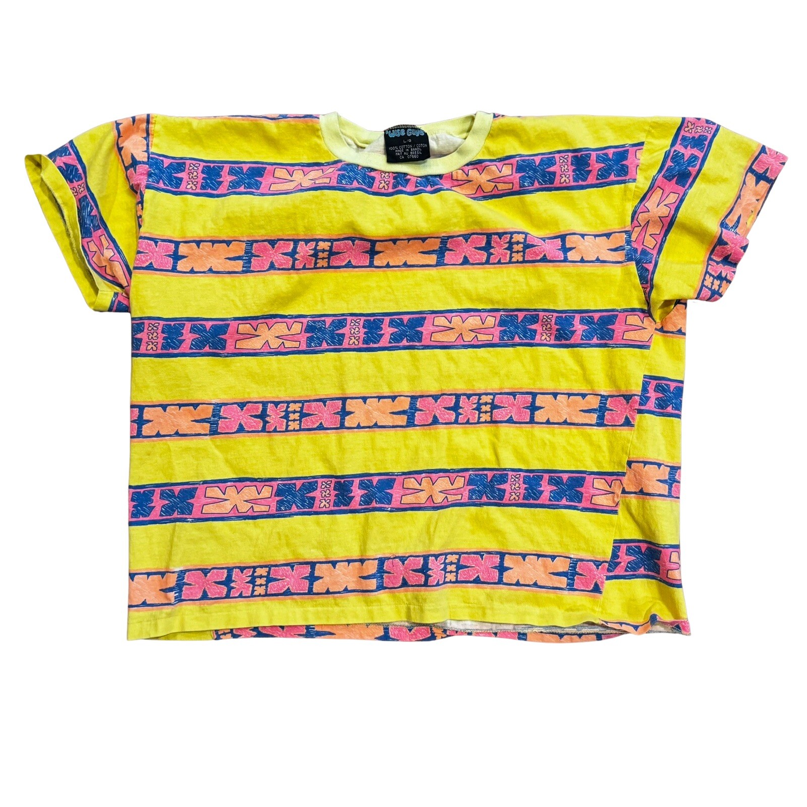 Vintage Neon All over print crop top women&rsquo;s size large geometric Wise Guys surf