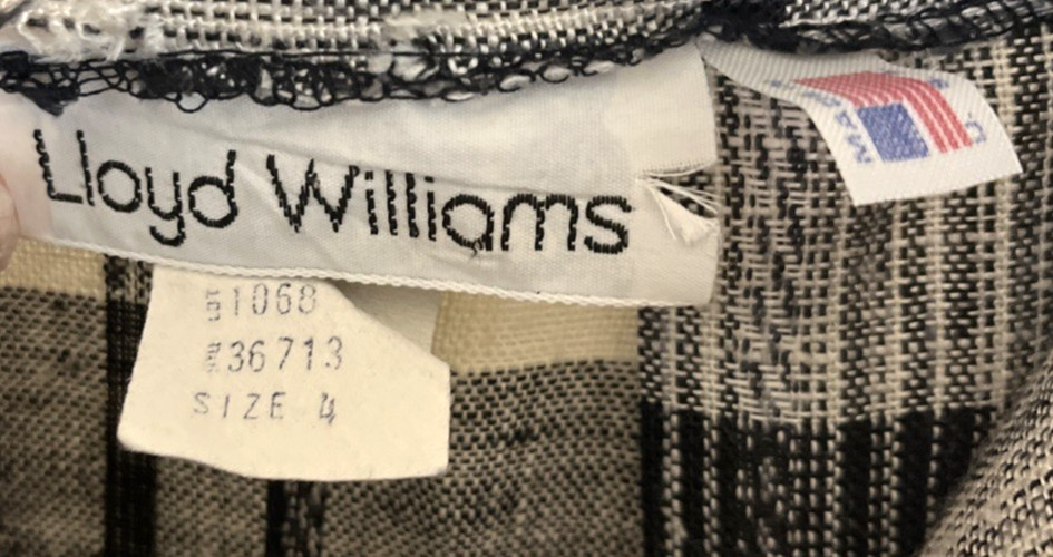 Vintage Lloyd Williams Plaid Linen Blend Midi Skirt Cream Black VTG 4 XS‑S USA