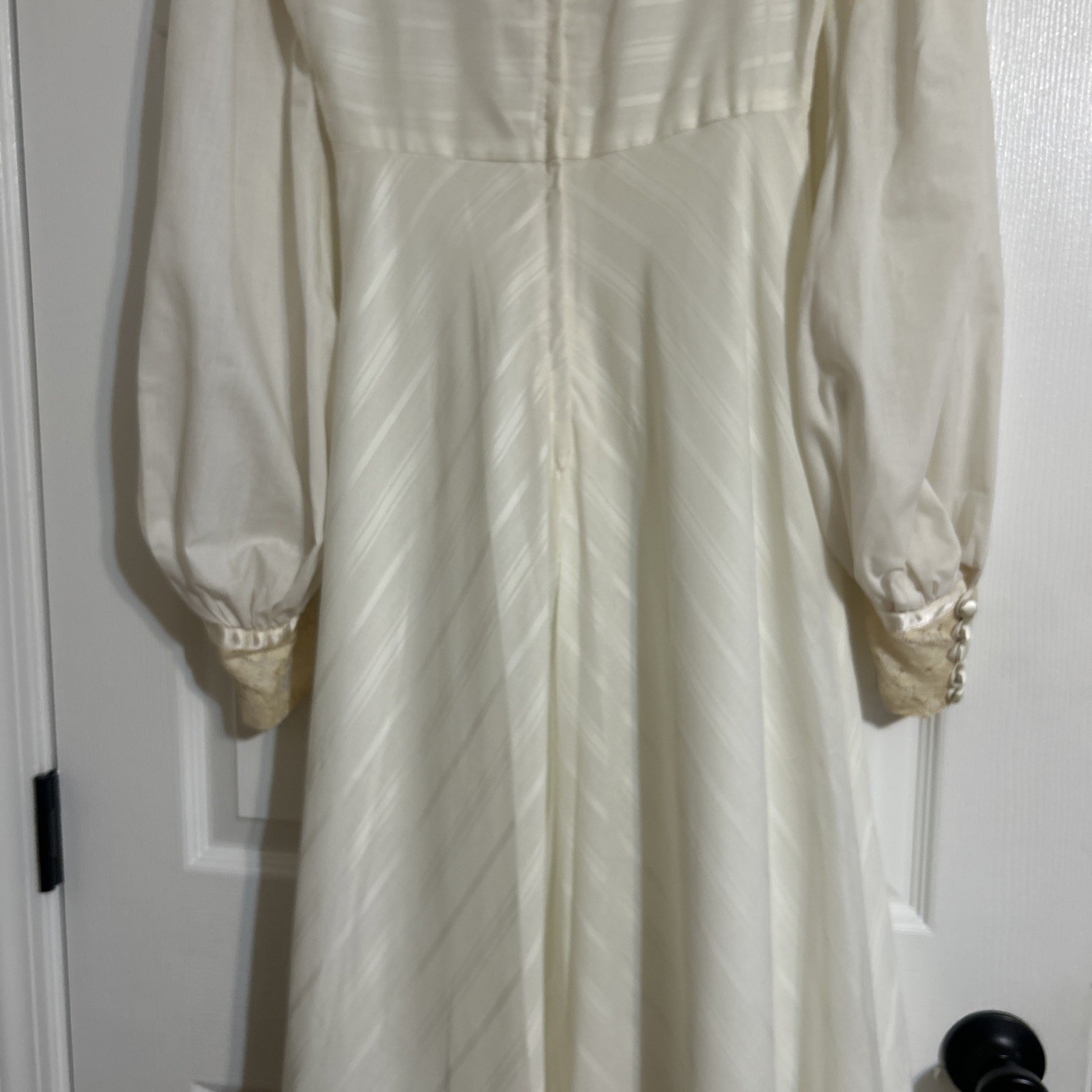 Vintage 1960’s /70’s Joseph Magnin Boho Hippie Prairie Dress Lace Trim Ivory
