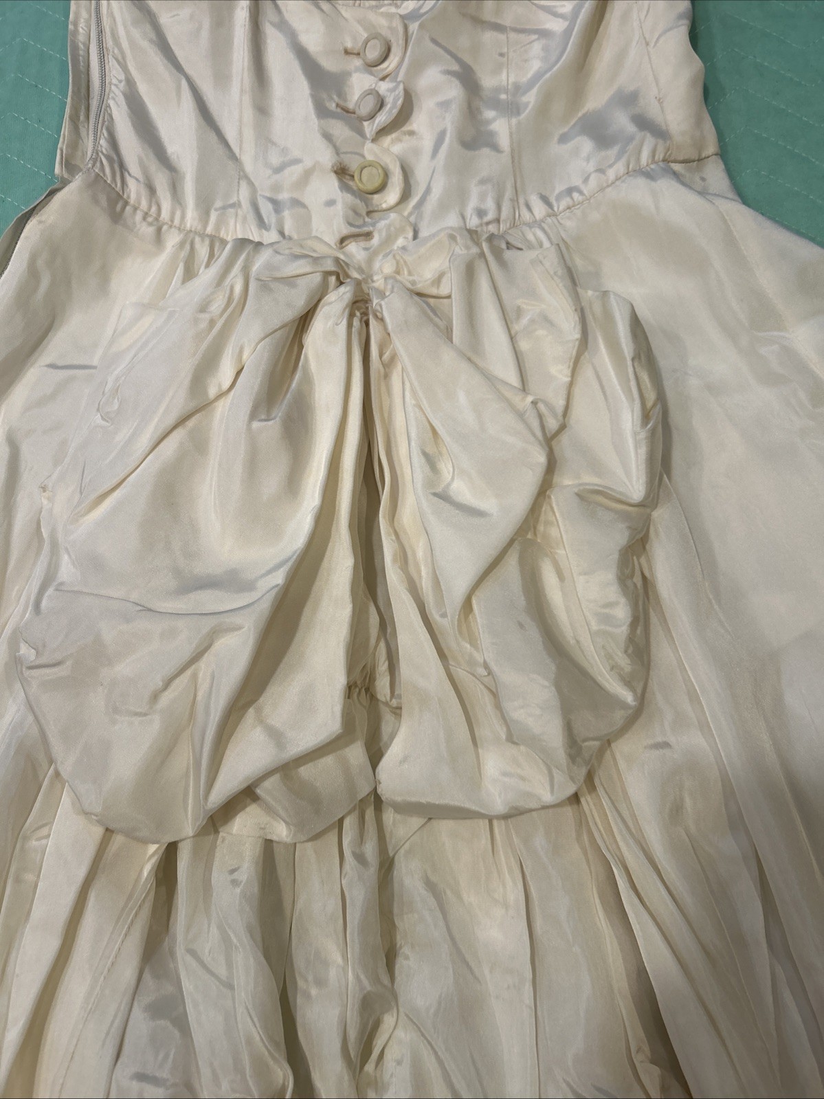 Vintage Ivory Spaghetti Strap Saloon Style Dress Size Small