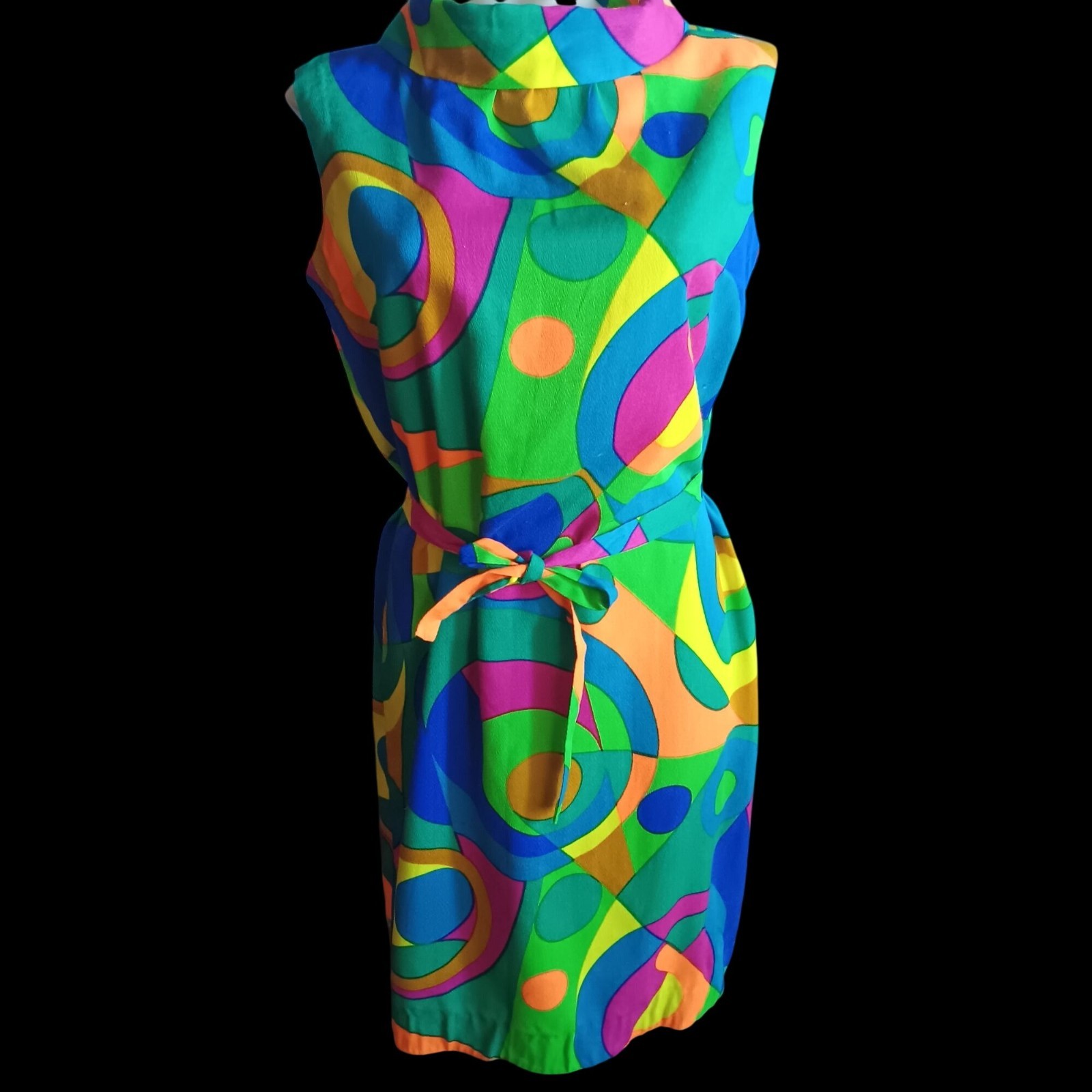 Vintage Women&rsquo;s Dress 12 1960s Psychedelic Mod Shift Kabuki Shift Japan Rare