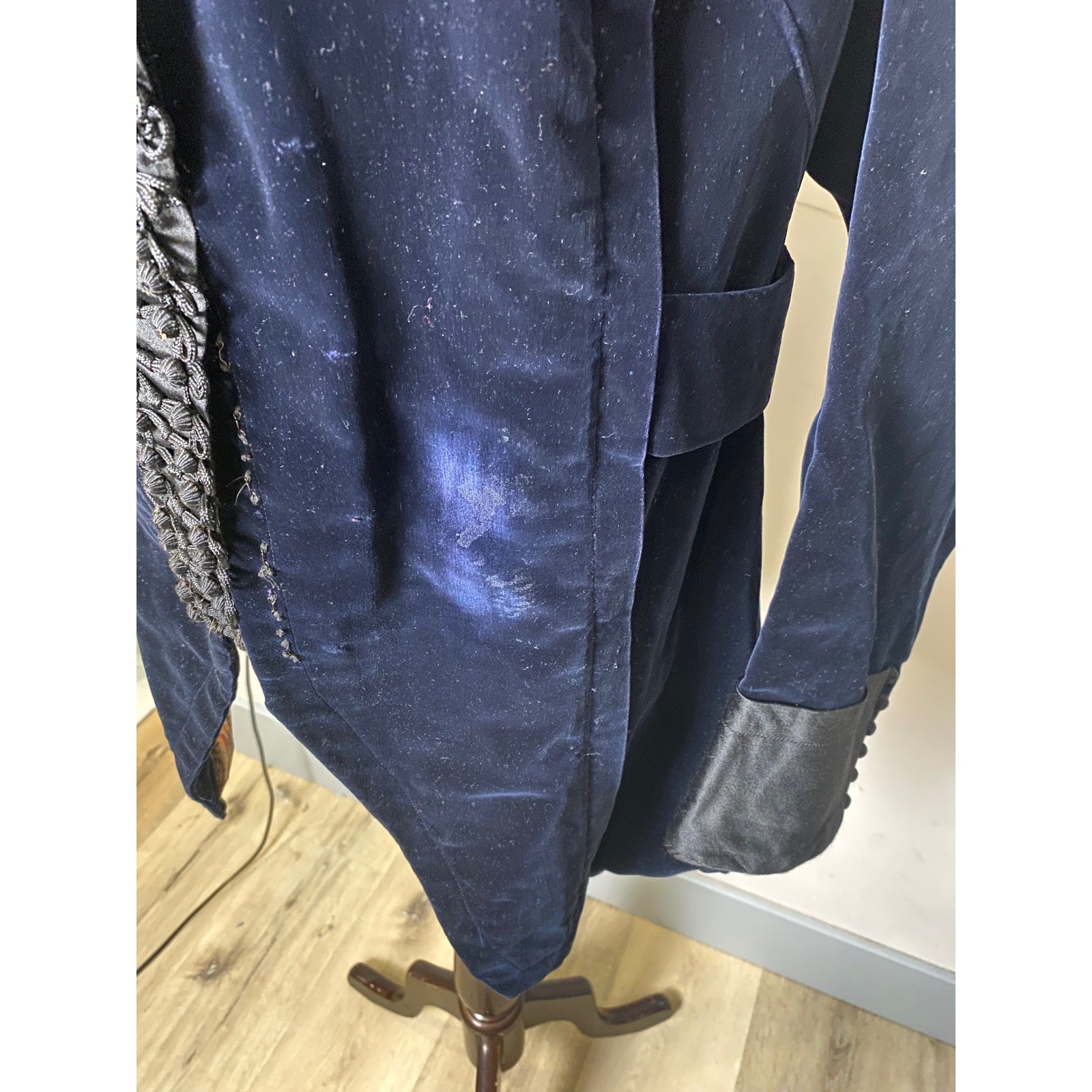Victorian Marshall Field & Company Blue Velvet Soutache Jacket Coat 1800&rsquo;s/1900