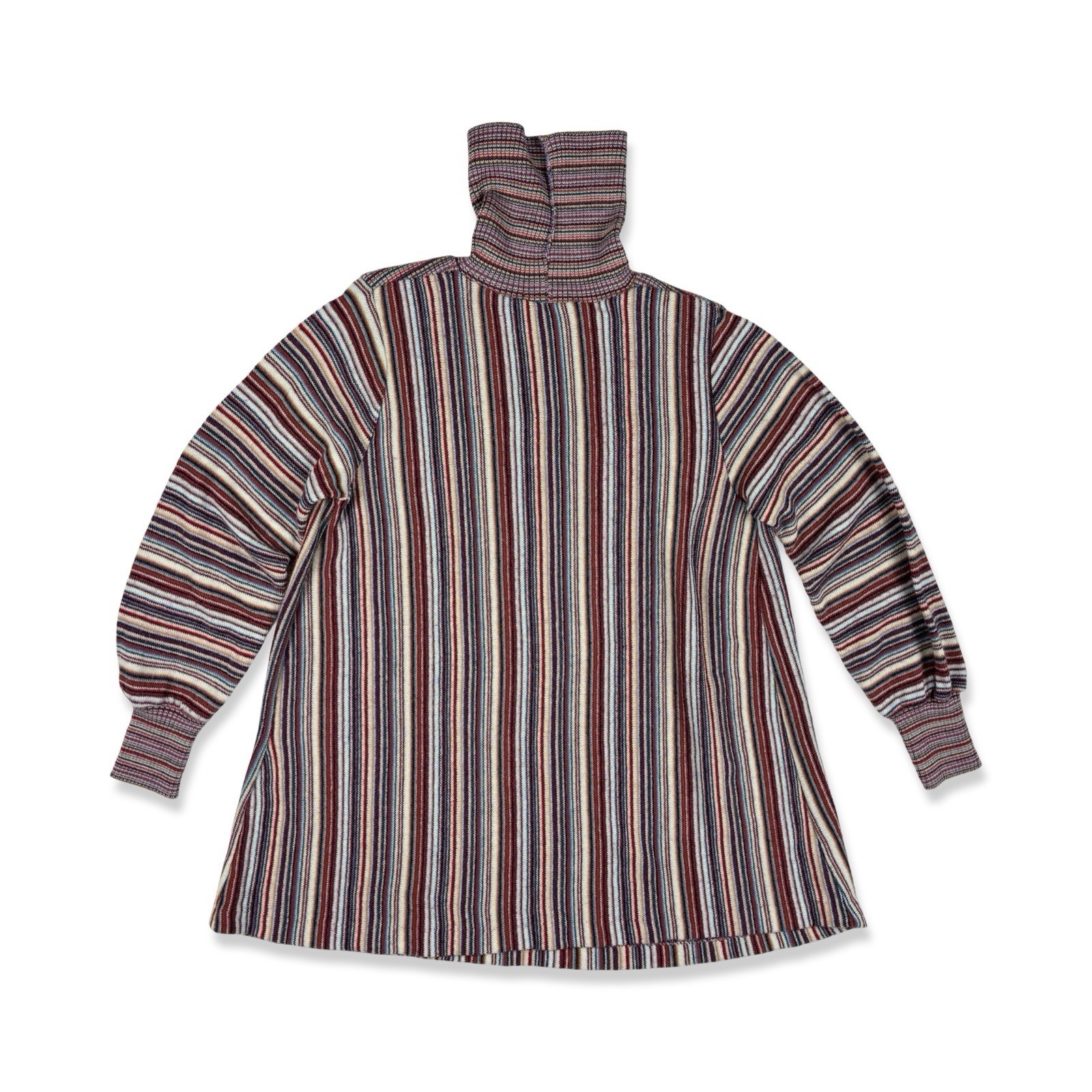 Great Times Women&rsquo;s VTG 70s Striped Turtleneck Babydoll Swing Flare Sweater