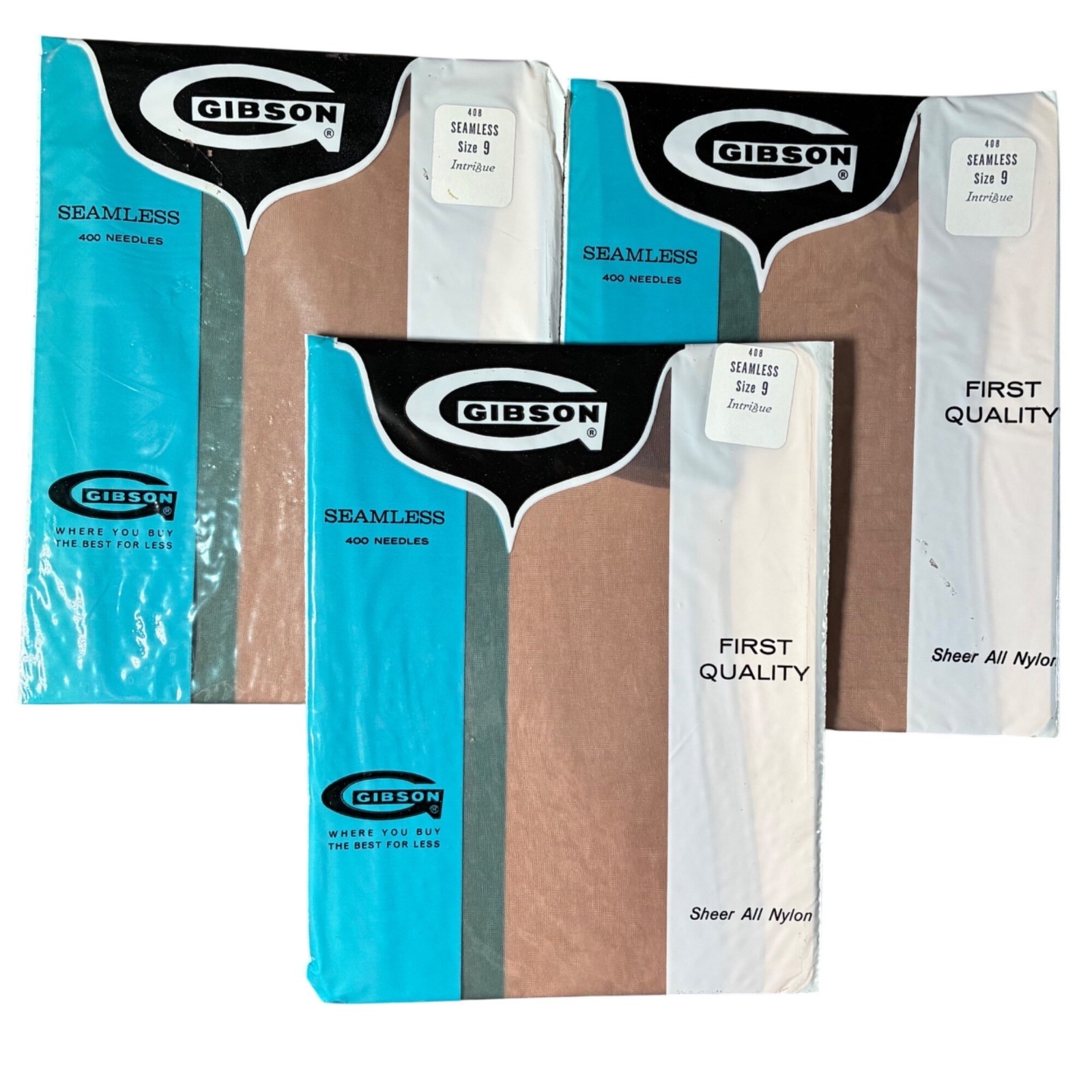 Gibson Seamless Sheer All Nylon Stockings Size 9 Intrigue Lot Of 3 1st Quality b