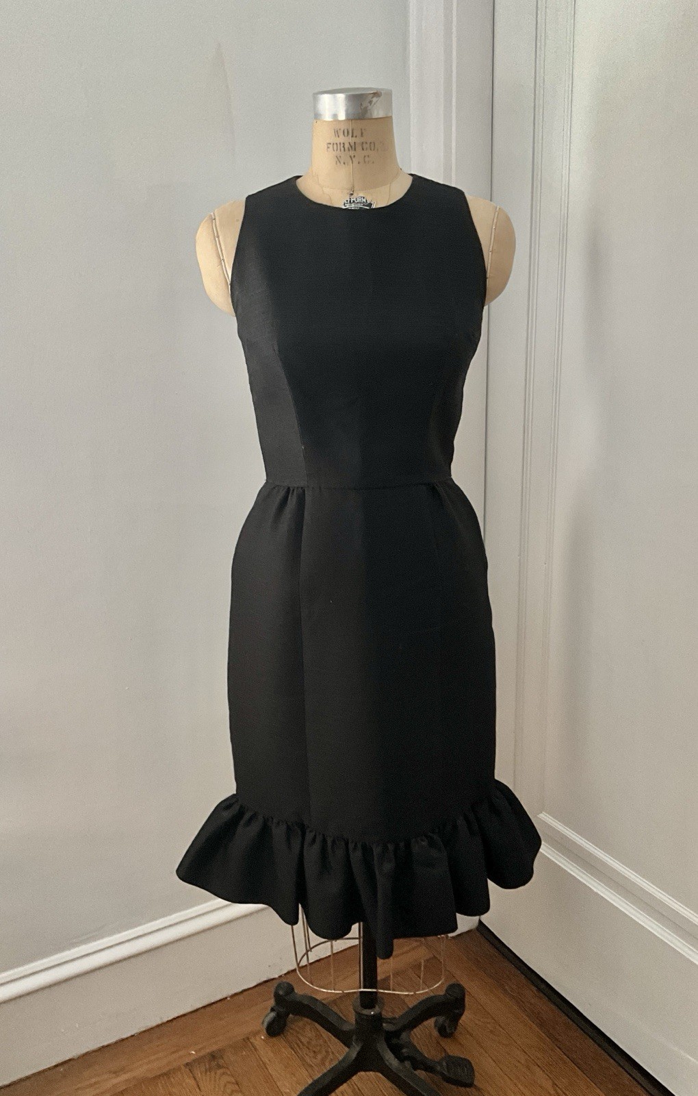 Vintage Early 1960&rsquo;s Little Black Faille Dress with Flounced Hem