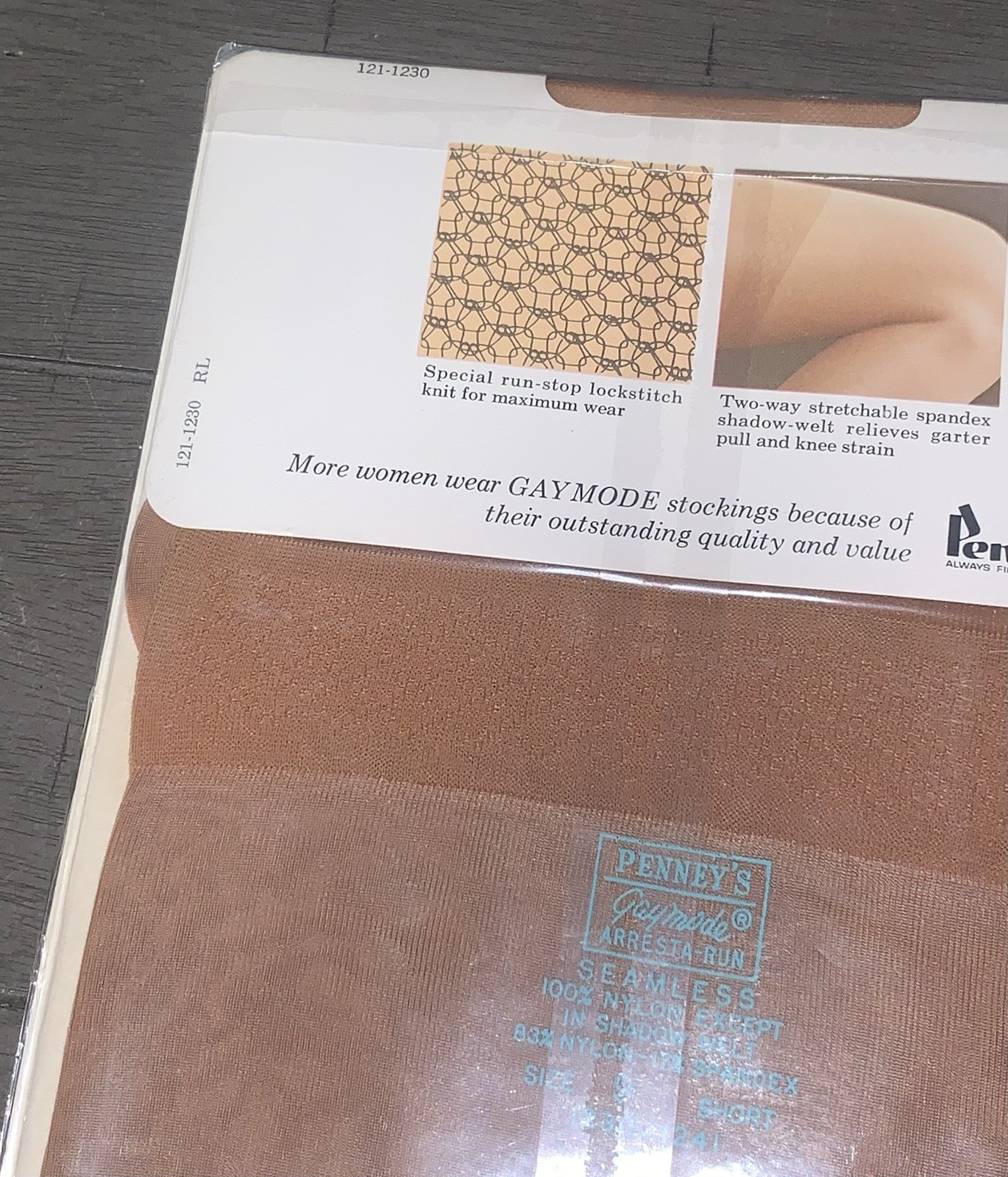 A7 NOS 80s ARRESTA-RUN GAYMODE THIGH HIGH STOCKINGS NYLON HOSIERY 9 SHORT SUNTAN