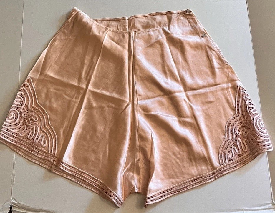 Vintage Peach Satin Silk Lace Tap Pants Knickers Boudoir Lingerie