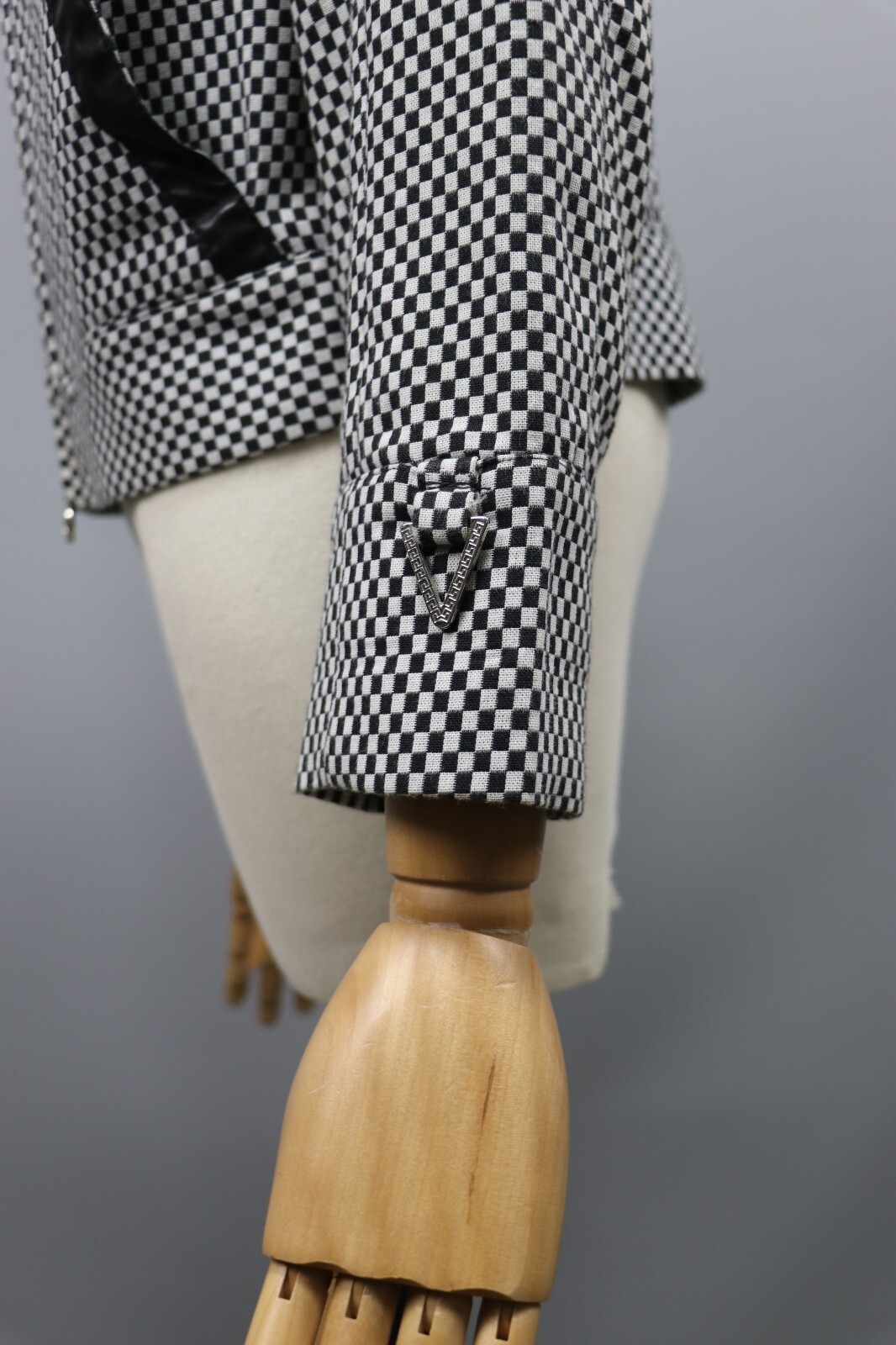VERSACE JEANS COUTURE White/Black Checkerboard Cotton Zip Jacket Womens Sz S